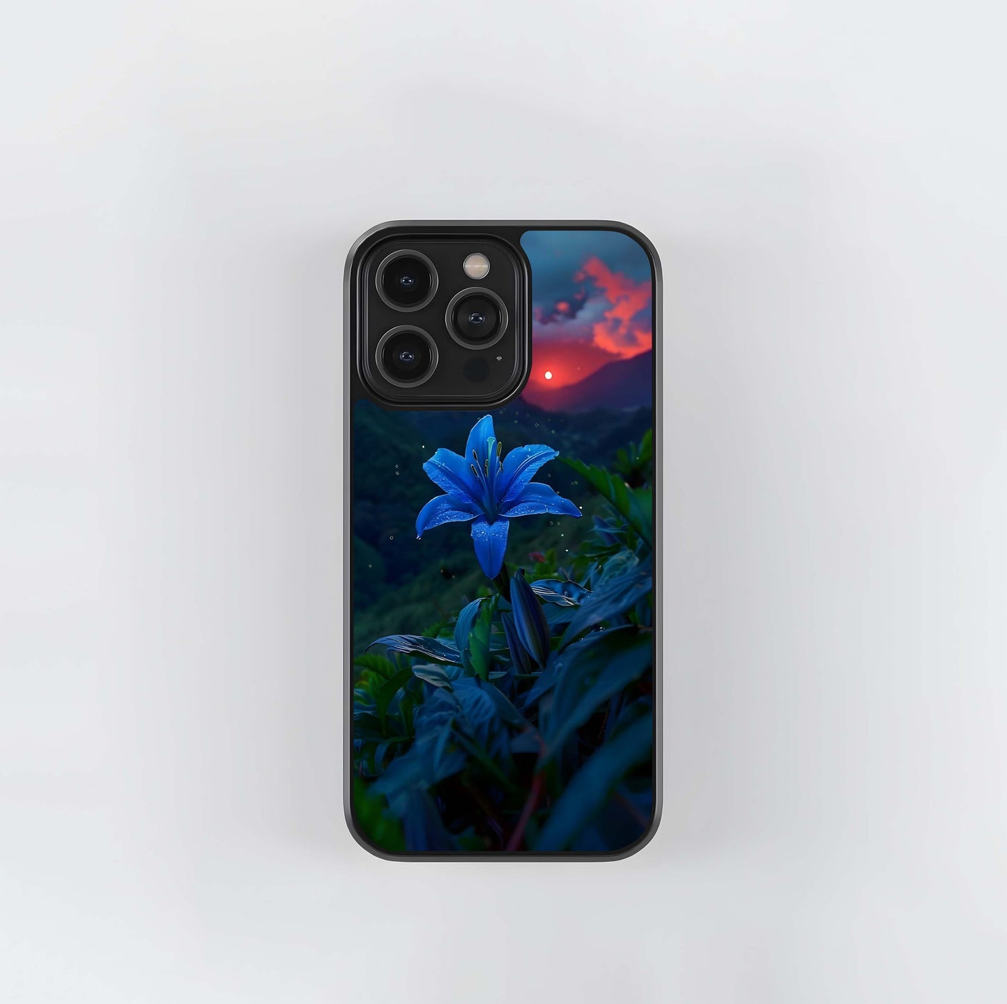 Blue Lily in the Hills Glass Case