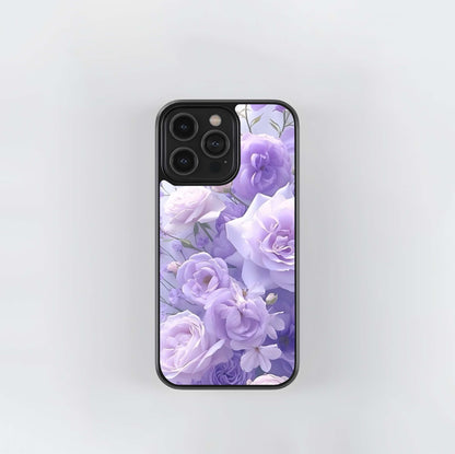 Soft Lavender and White Floral Bouquet Glass Case