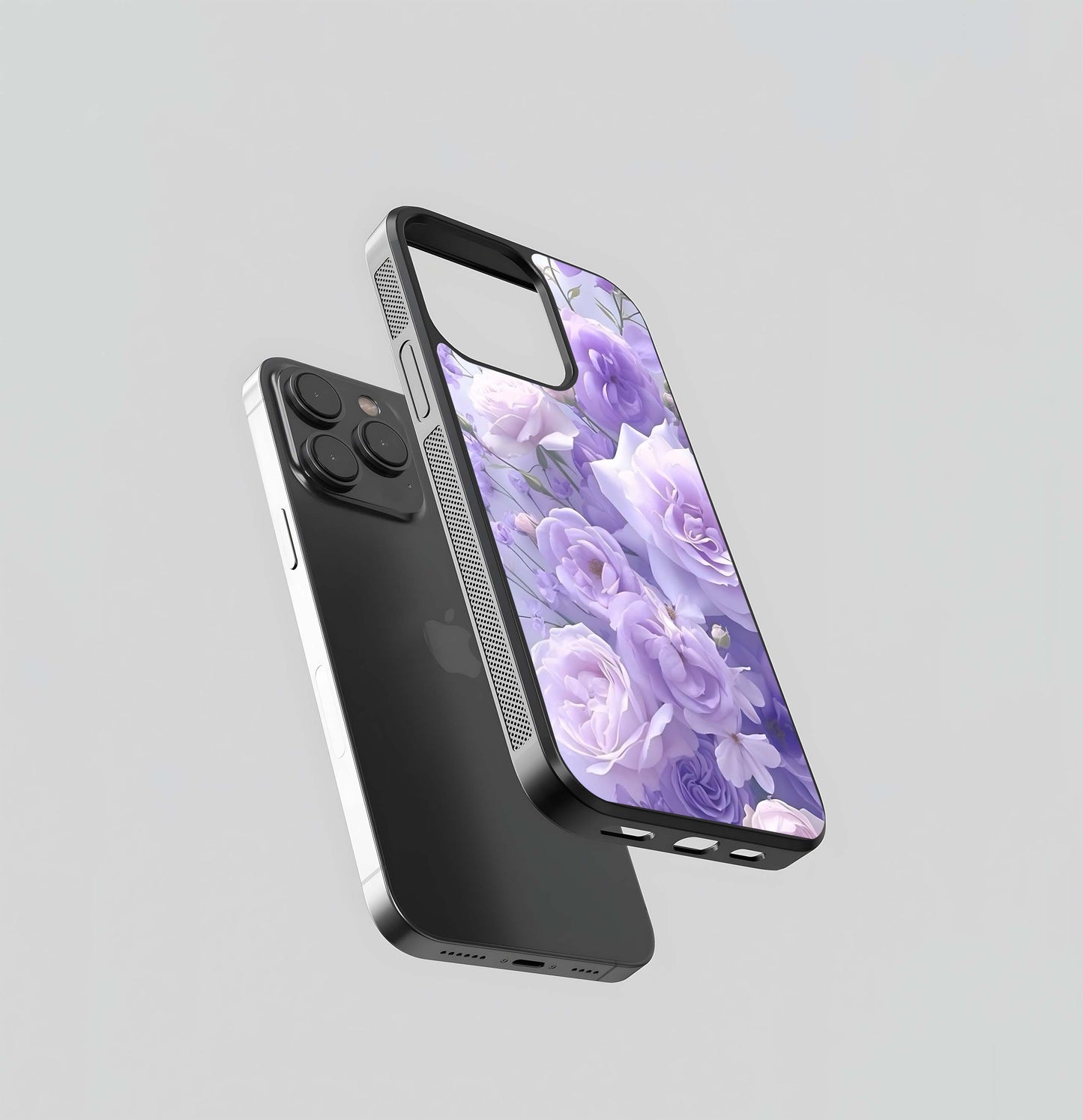 Soft Lavender and White Floral Bouquet Glass Case