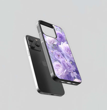 Soft Lavender and White Floral Bouquet Glass Case