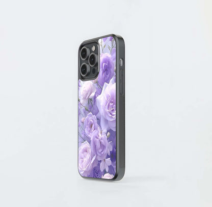 Soft Lavender and White Floral Bouquet Glass Case