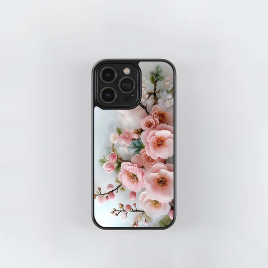 Soft Pink Sakura Cluster Glass Case