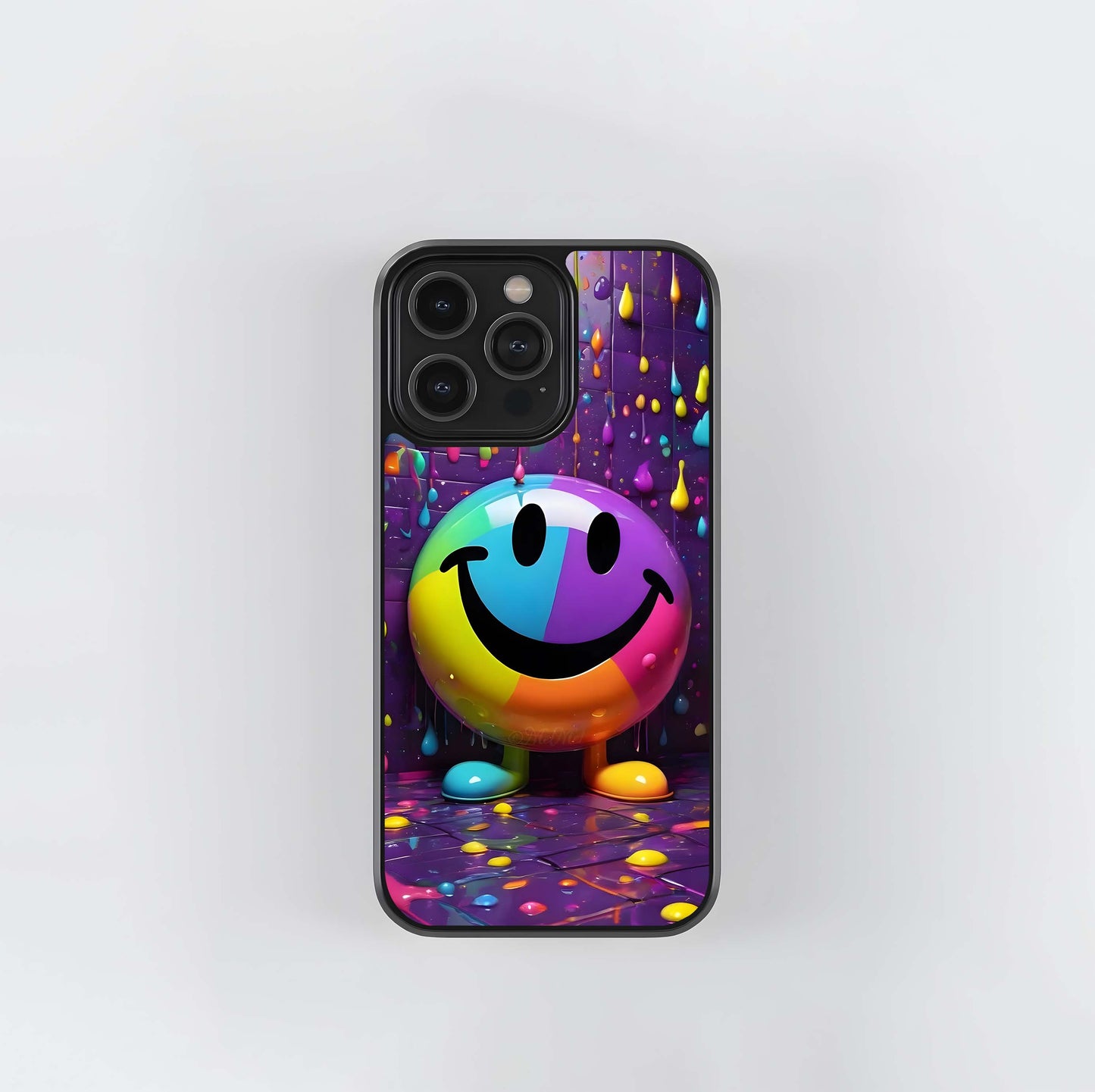 Splatter Paint Smiley Glass Case