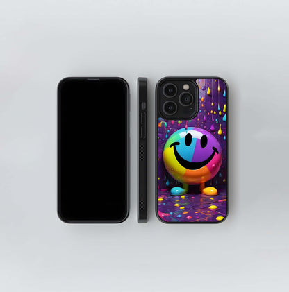Splatter Paint Smiley Glass Case
