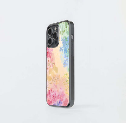 Spring Border Watercolor Glass Case