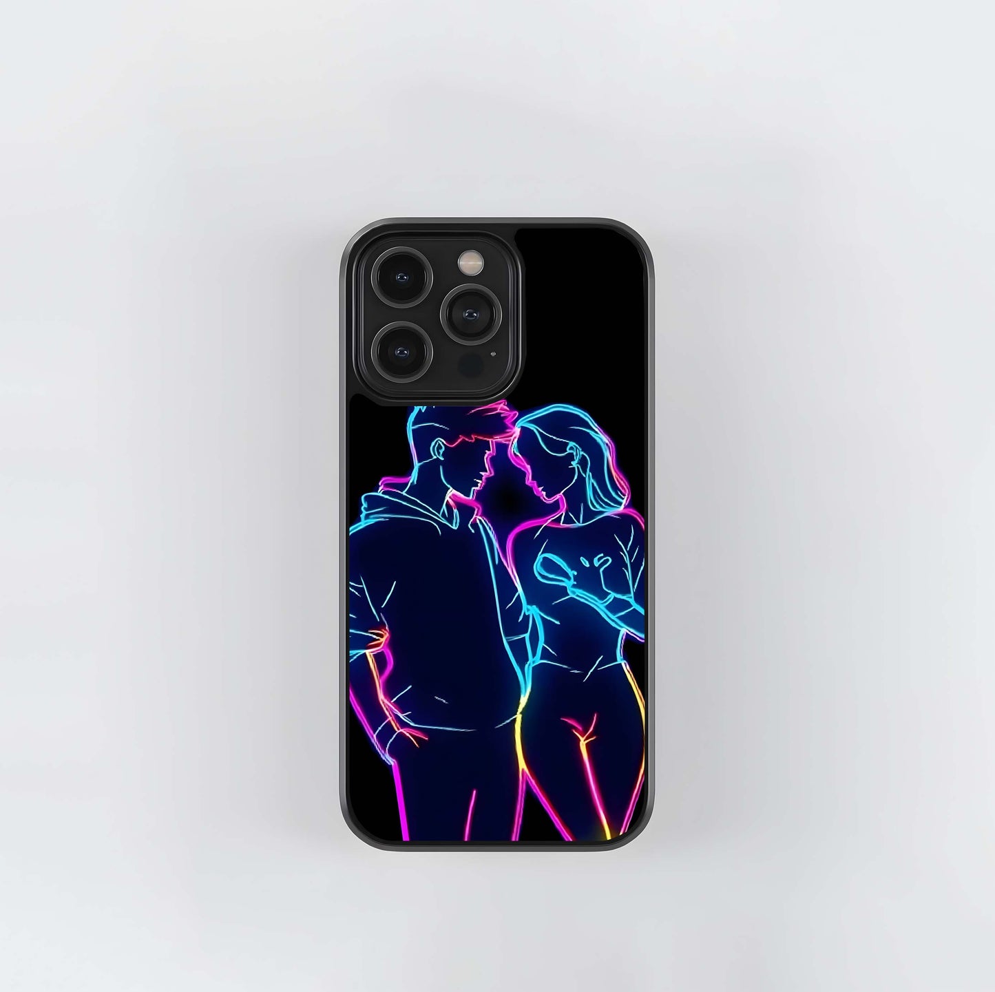 Neon Outline Couple Glass Case