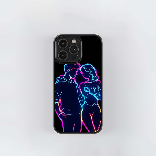Neon Outline Couple Glass Case