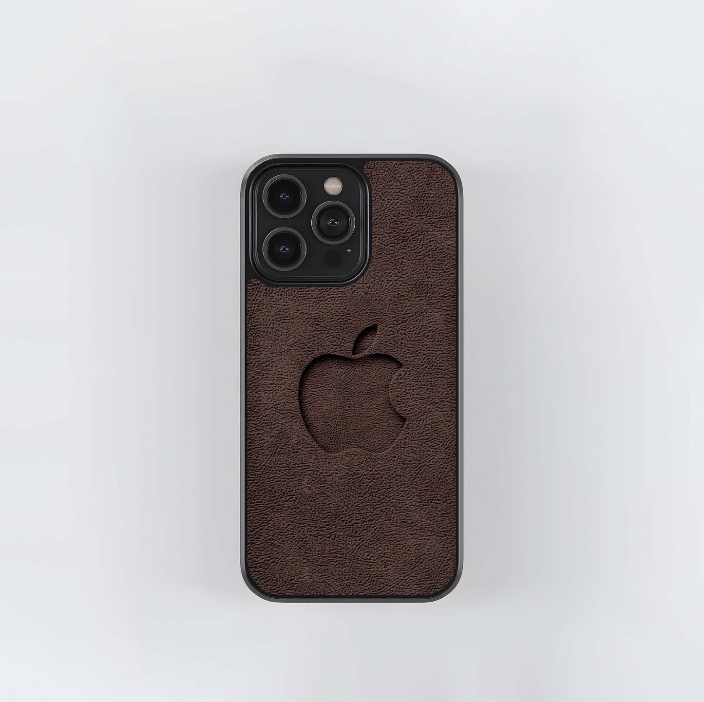 Embossed Leather Apple Logo Glass Case