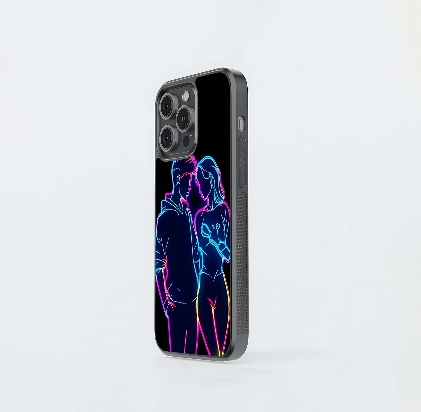 Neon Outline Couple Glass Case