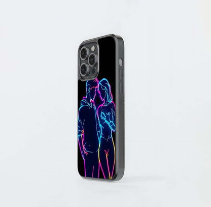 Neon Outline Couple Glass Case