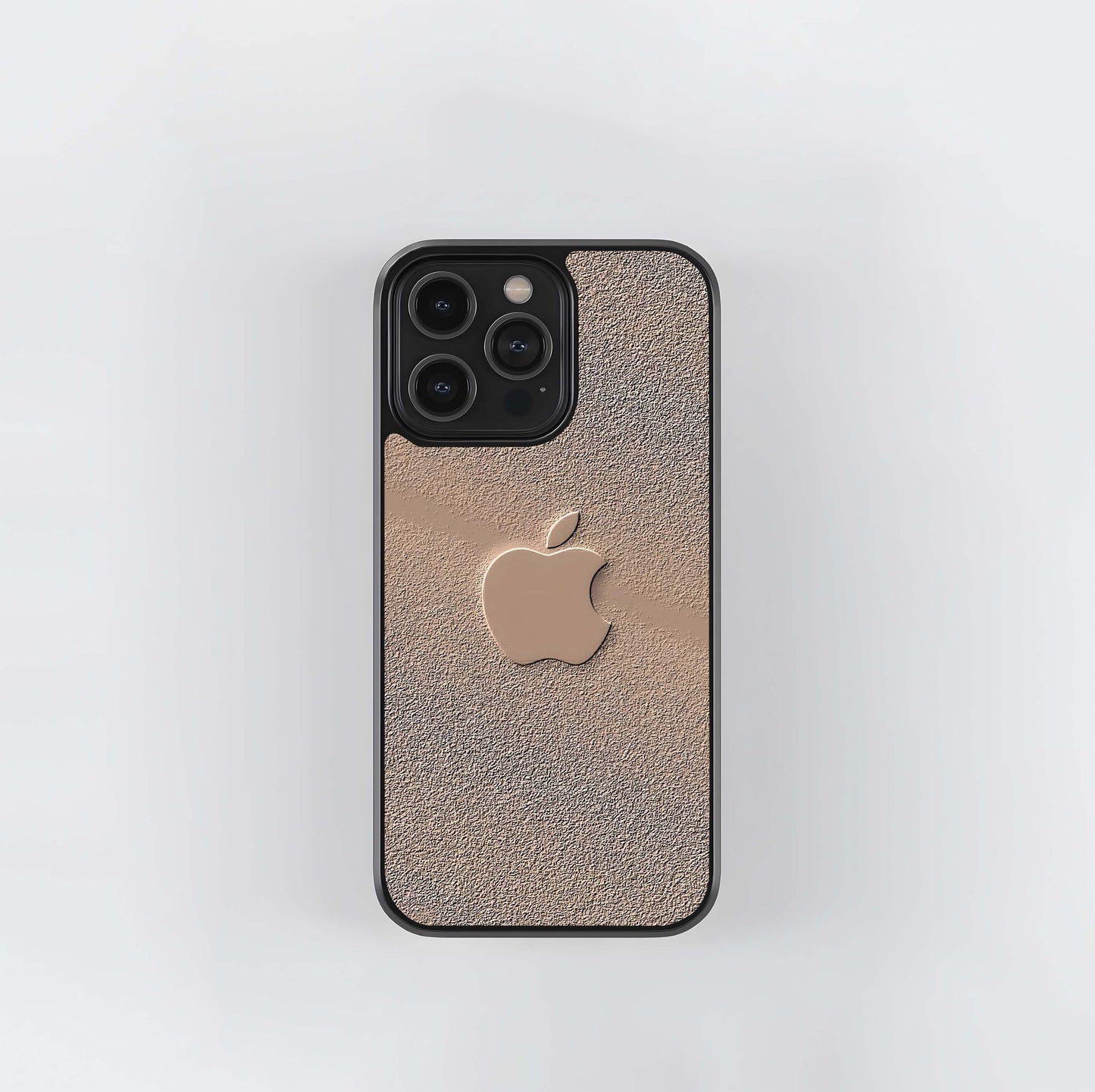 Embossed Rose Gold Apple Texture Glass Case