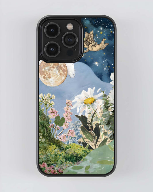 Angel under starlit floral Glass Case