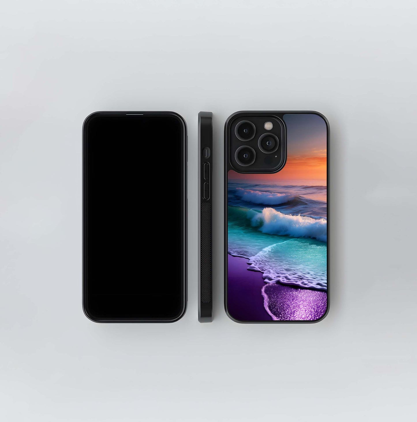 Sunset Tide Glitter Glass Case