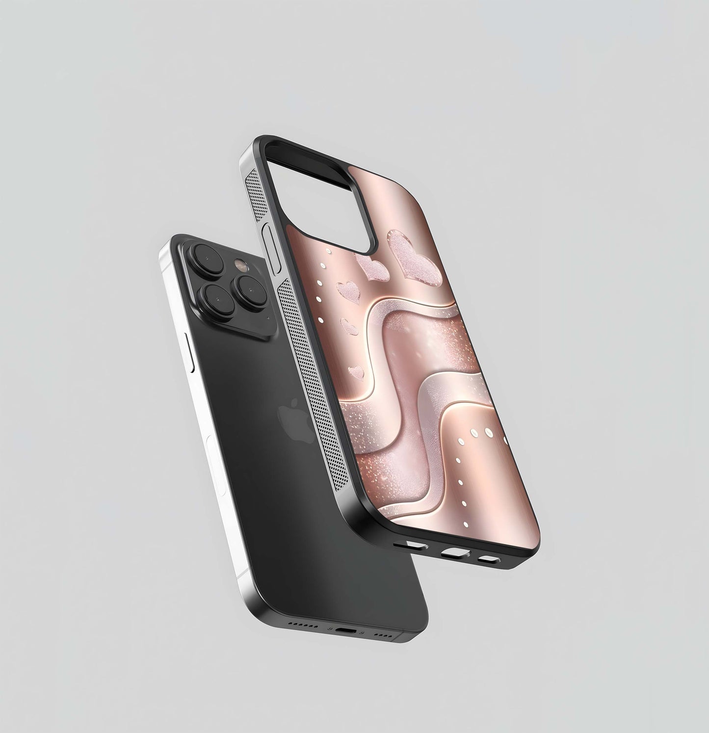 Blush Metal Heart Wave Glass Case