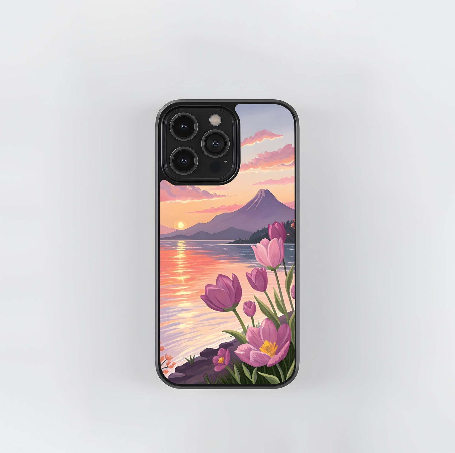 Sunset Tulip Landscape Glass Case