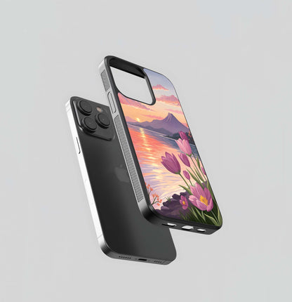 Sunset Tulip Landscape Glass Case