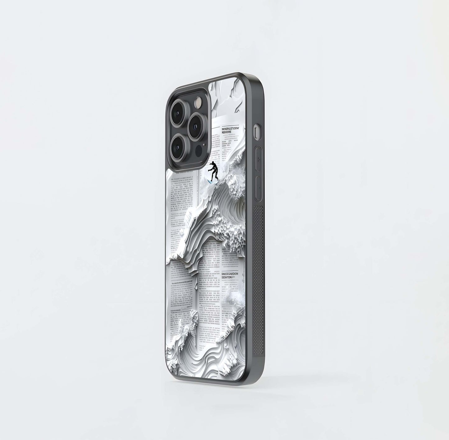 Surfing Wave Book Paper Sculpture Glass Case