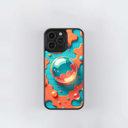 Teal and Orange Bubble Wall Glass Case