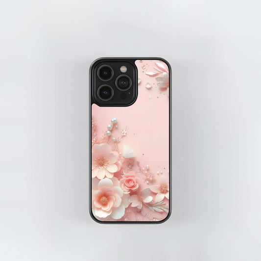 Blush Pink Floral Glamour Glass Case