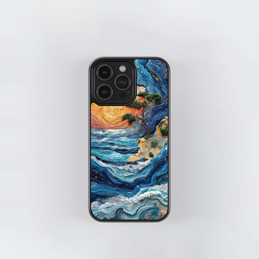 Textured Coastal Abstract Glass Case