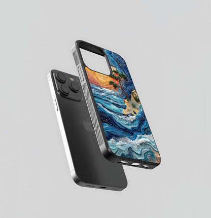 Textured Coastal Abstract Glass Case