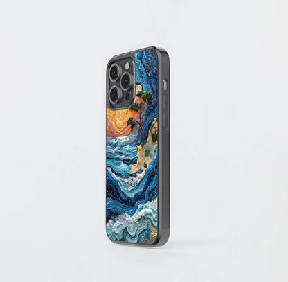 Textured Coastal Abstract Glass Case