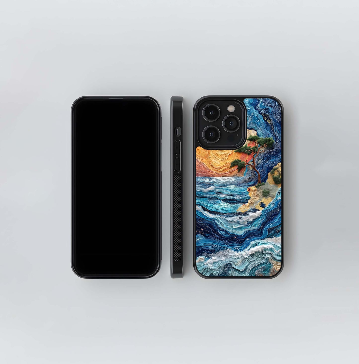 Textured Coastal Abstract Glass Case