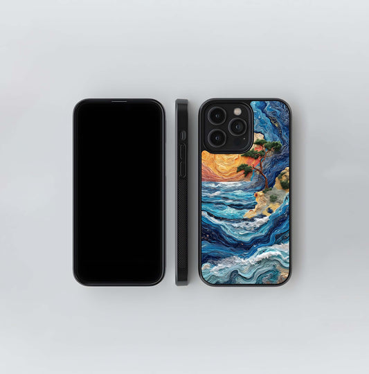 Textured Coastal Abstract Glass Case