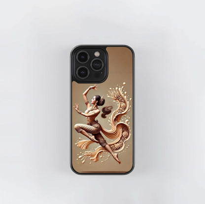 Thai Dancer in Cream Swirls Glass Case