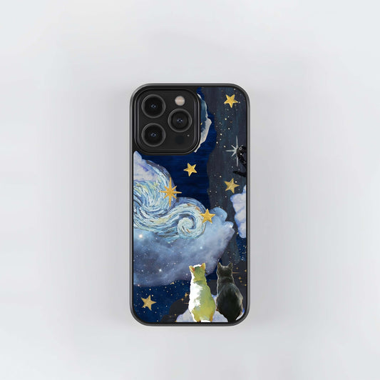 Two cats Vangog Glass Case