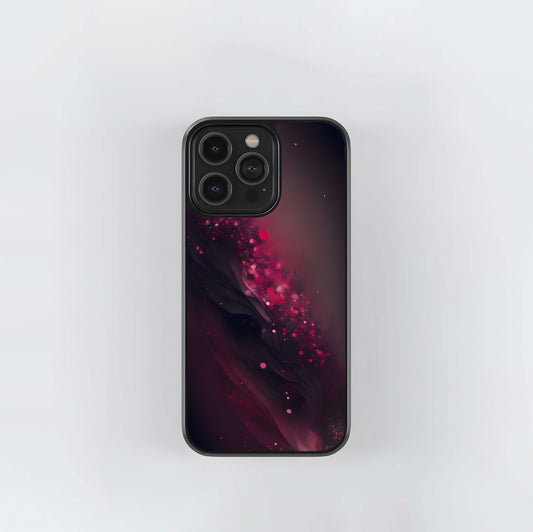Deep Crimson Abstract Glitch Glass Case