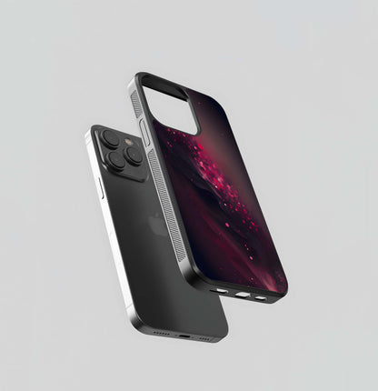 Deep Crimson Abstract Glitch Glass Case