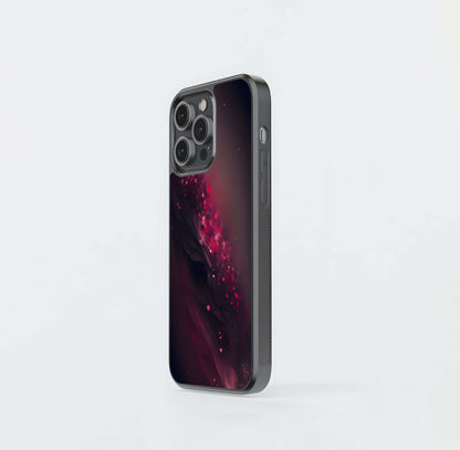 Deep Crimson Abstract Glitch Glass Case