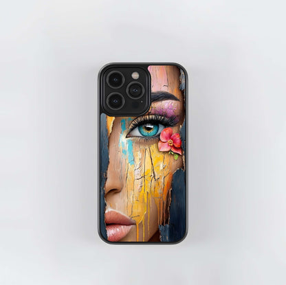 Painted Eye Crackle Glass Case