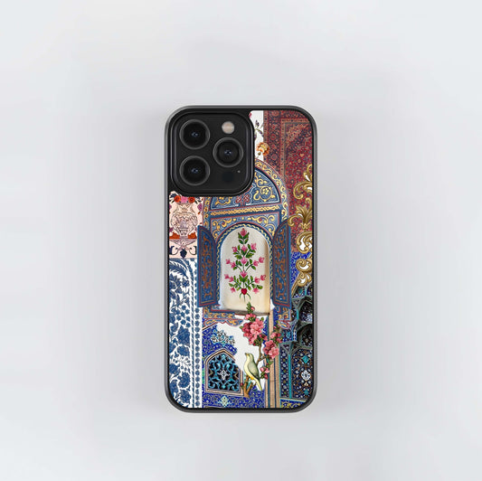 Retro Cloud Grid Pattern Glass Case