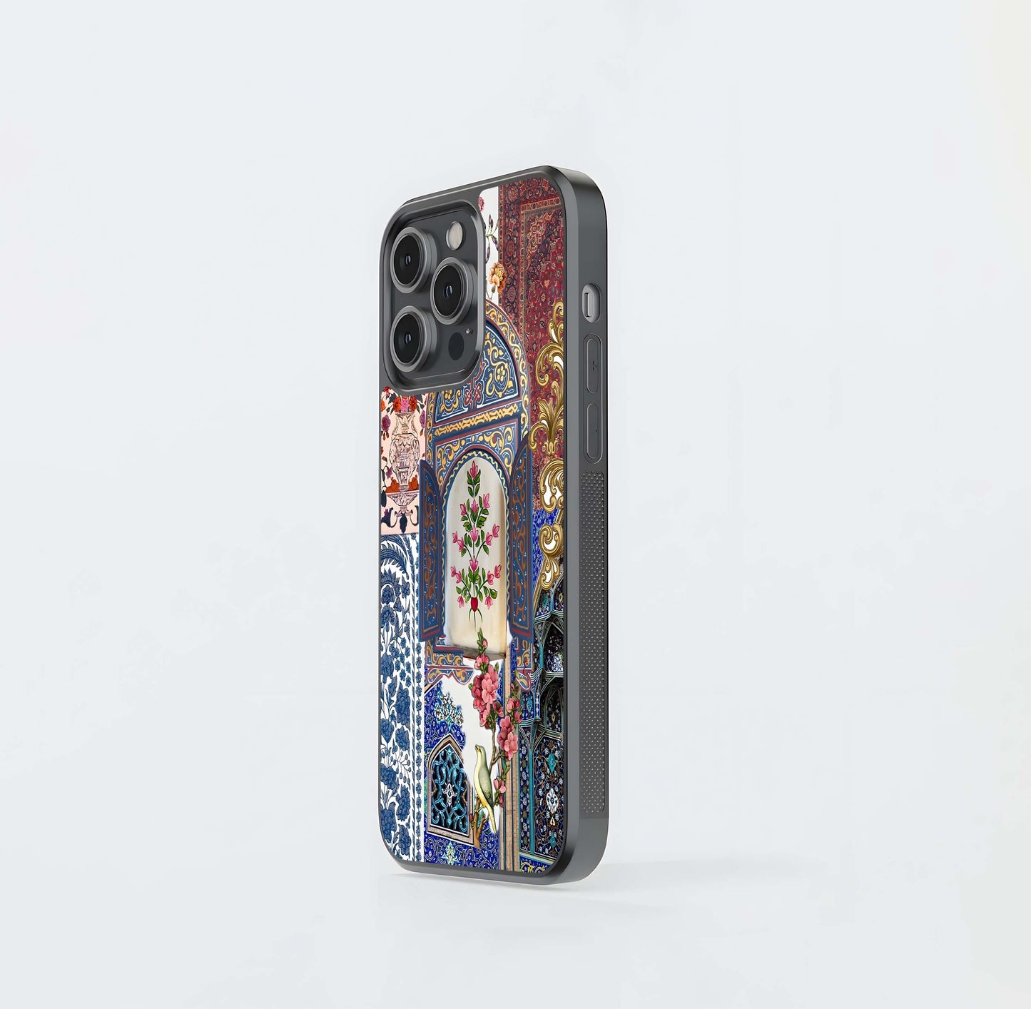 Retro Cloud Grid Pattern Glass Case