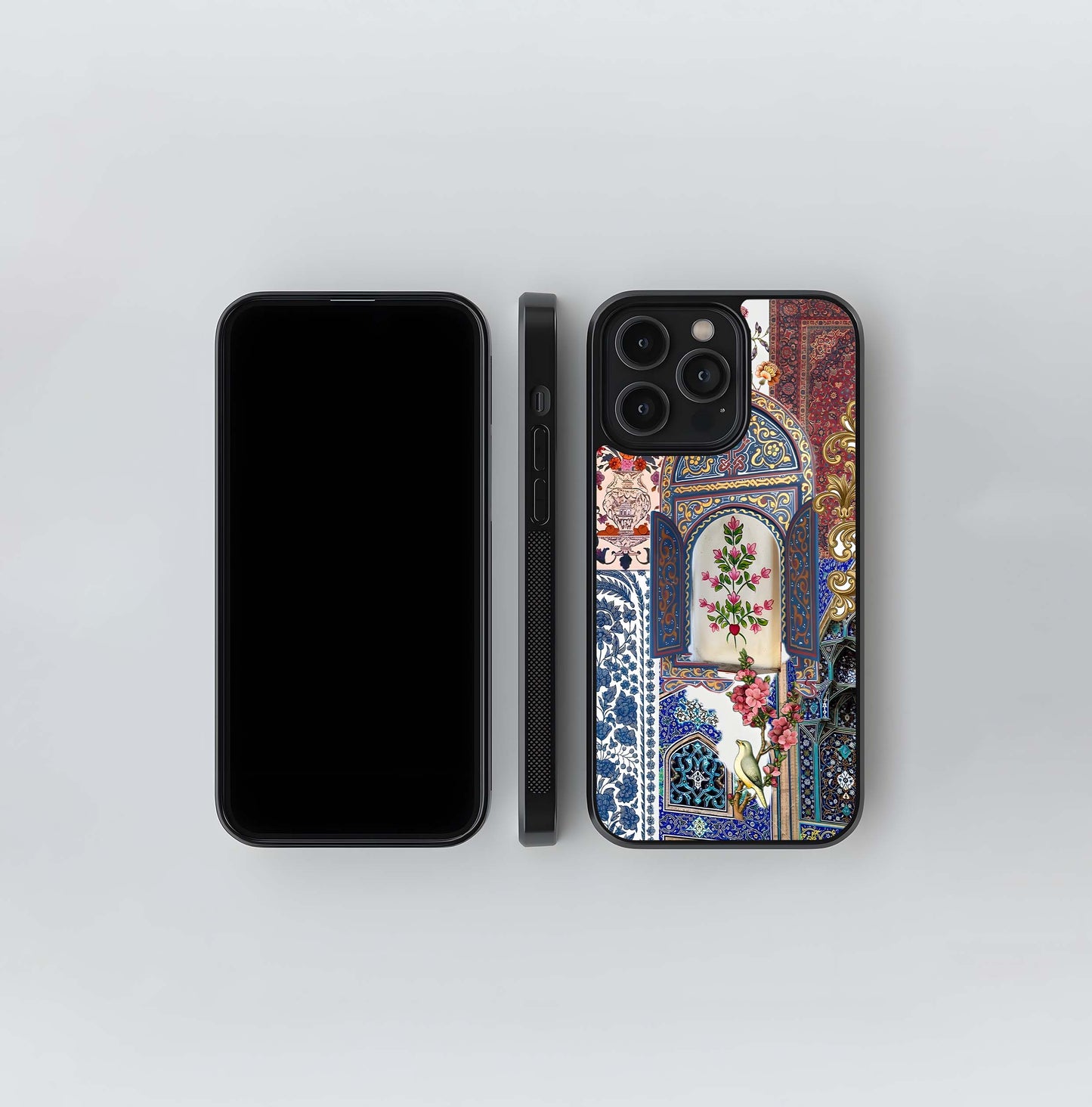 Retro Cloud Grid Pattern Glass Case