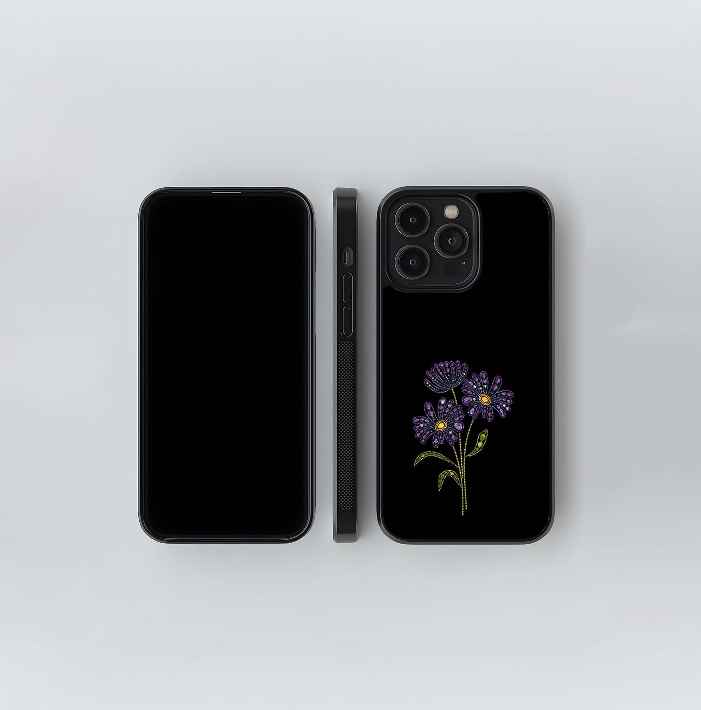 Amethyst Bloom Elegance Glass Case