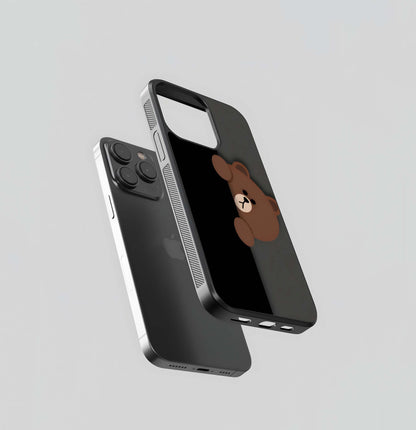 Peeking Brown Bear Glass Case