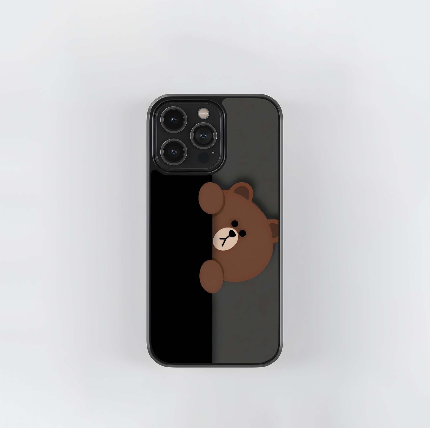 Peeking Brown Bear Glass Case
