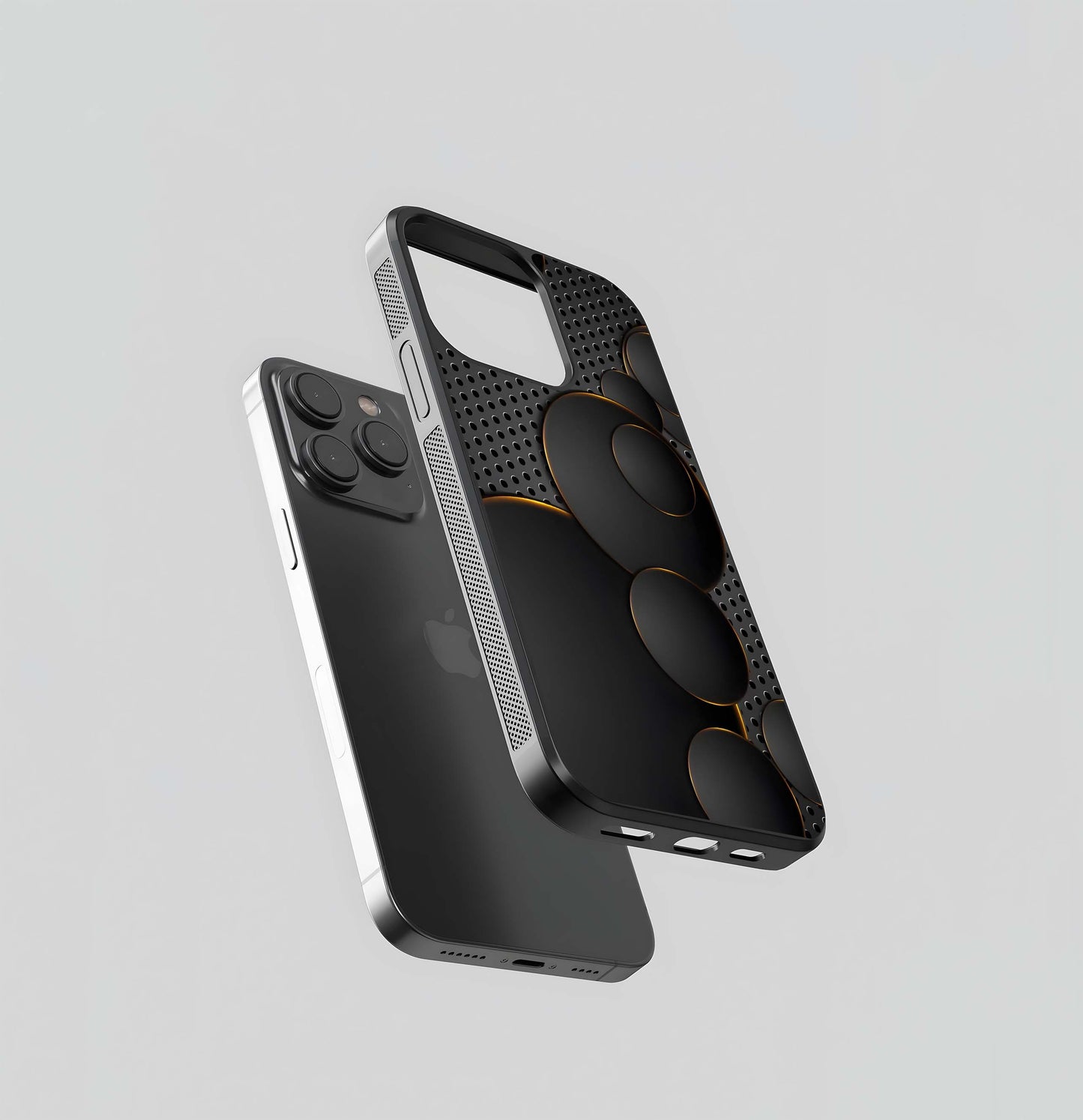 Black and Gold Perforated Layers Glass Case