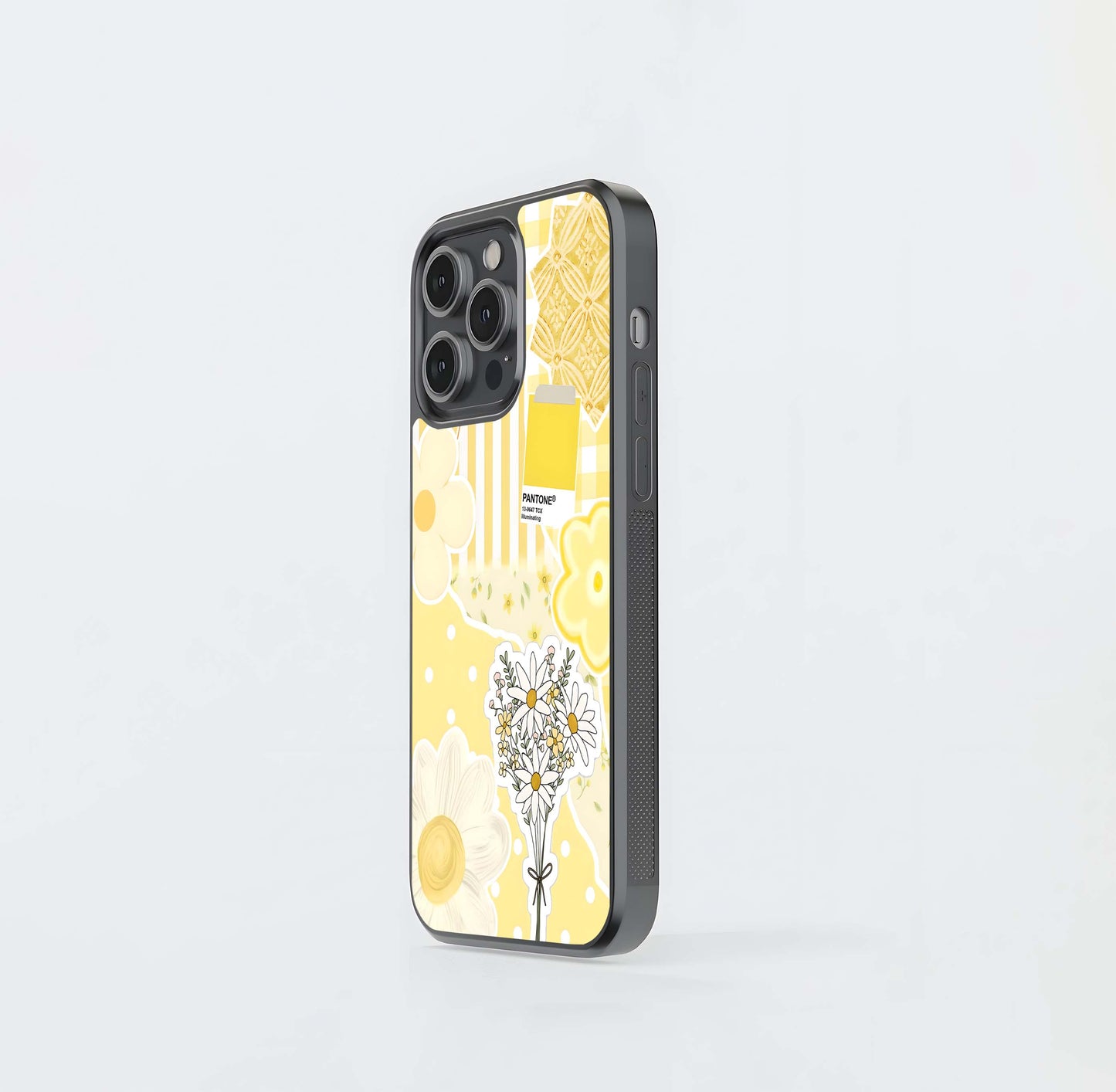 Aesthetic Yellow Floral Glass Case