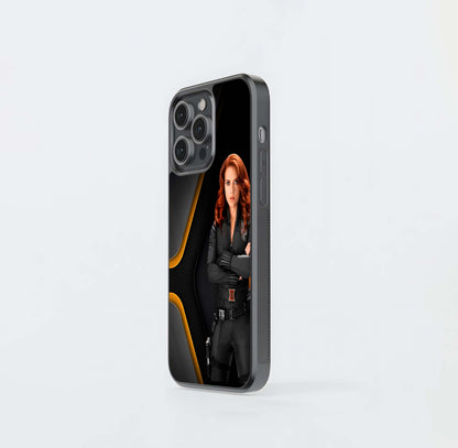 Black Widow Suit Yellow Abstract Glass Case