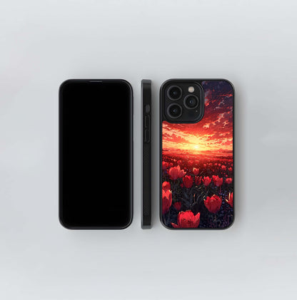 Crimson Field Sunset Glass Case