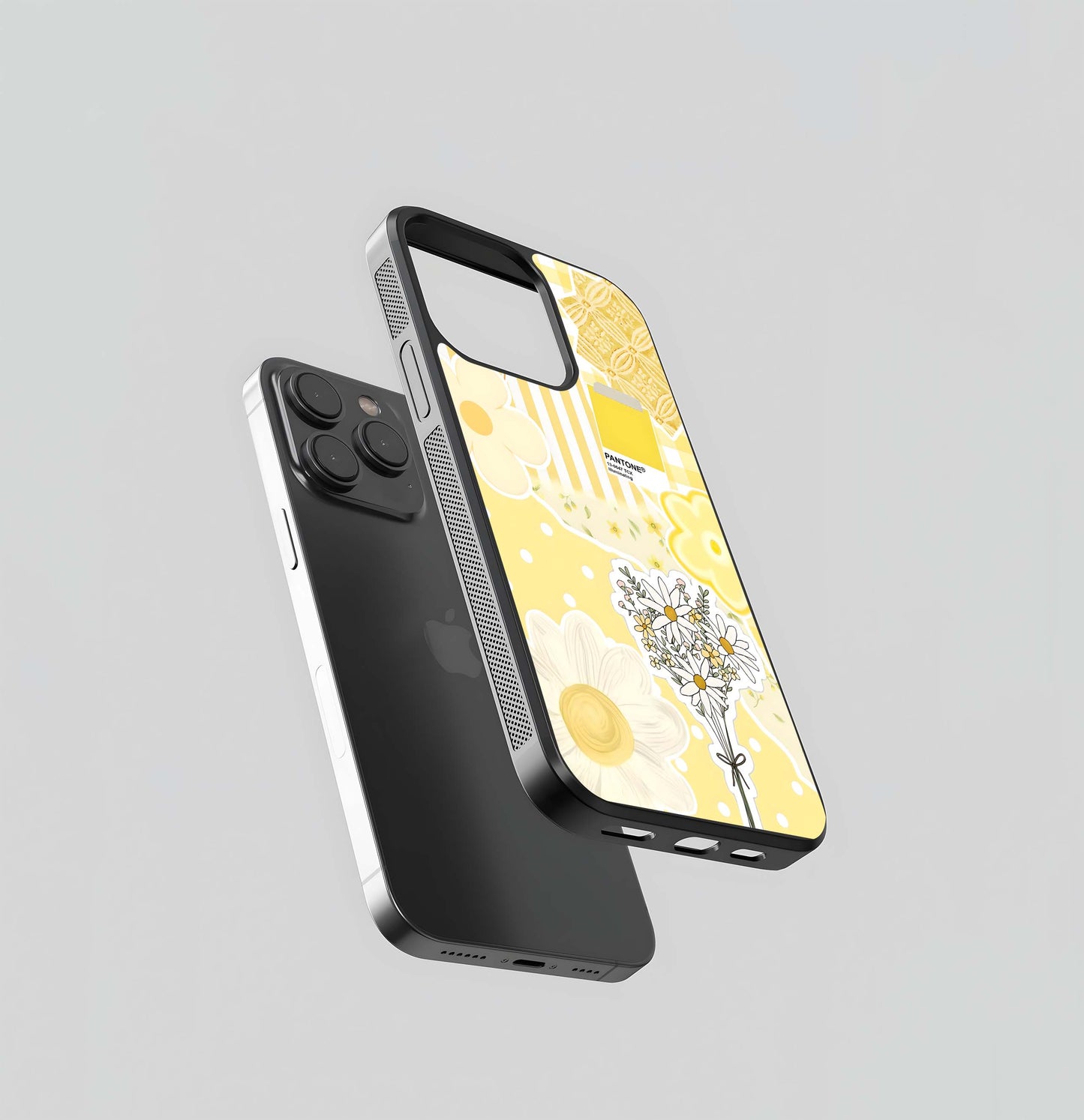 Aesthetic Yellow Floral Glass Case