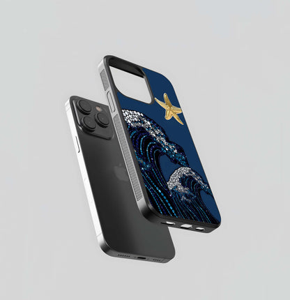 Blue jeweled with starfish Glass Case