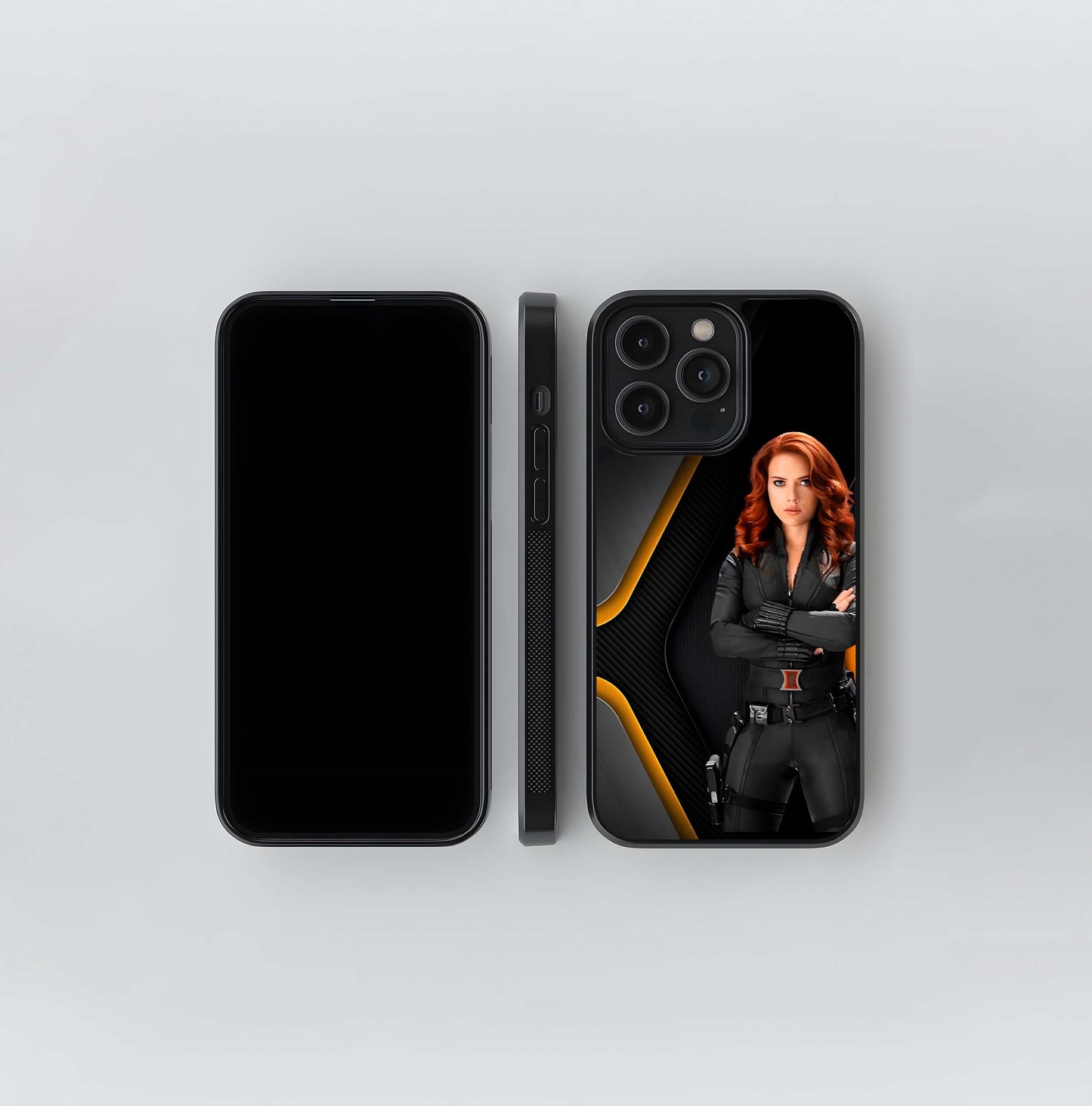 Black Widow Suit Yellow Abstract Glass Case