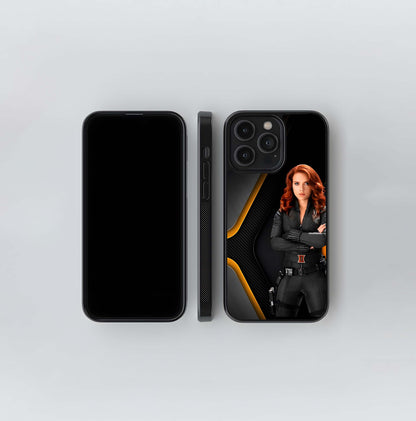 Black Widow Suit Yellow Abstract Glass Case