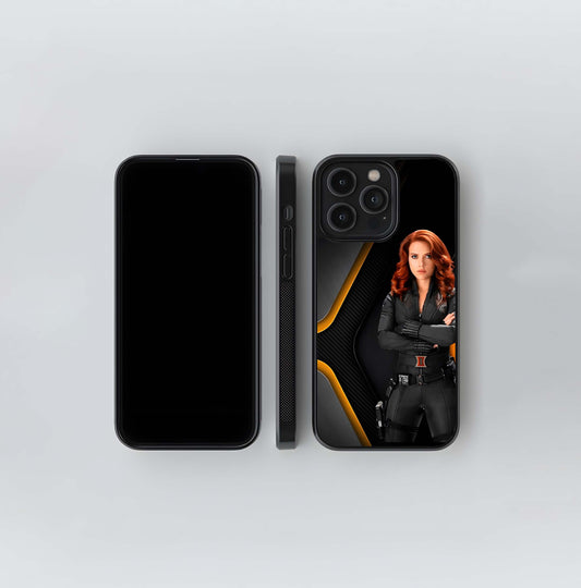 Black Widow Suit Yellow Abstract Glass Case