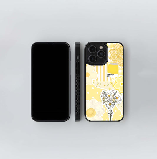 Aesthetic Yellow Floral Glass Case